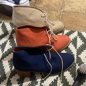 Elegant Women's Ankle Boots - Beige, Orange, and Navy orange is a size 9 shoe